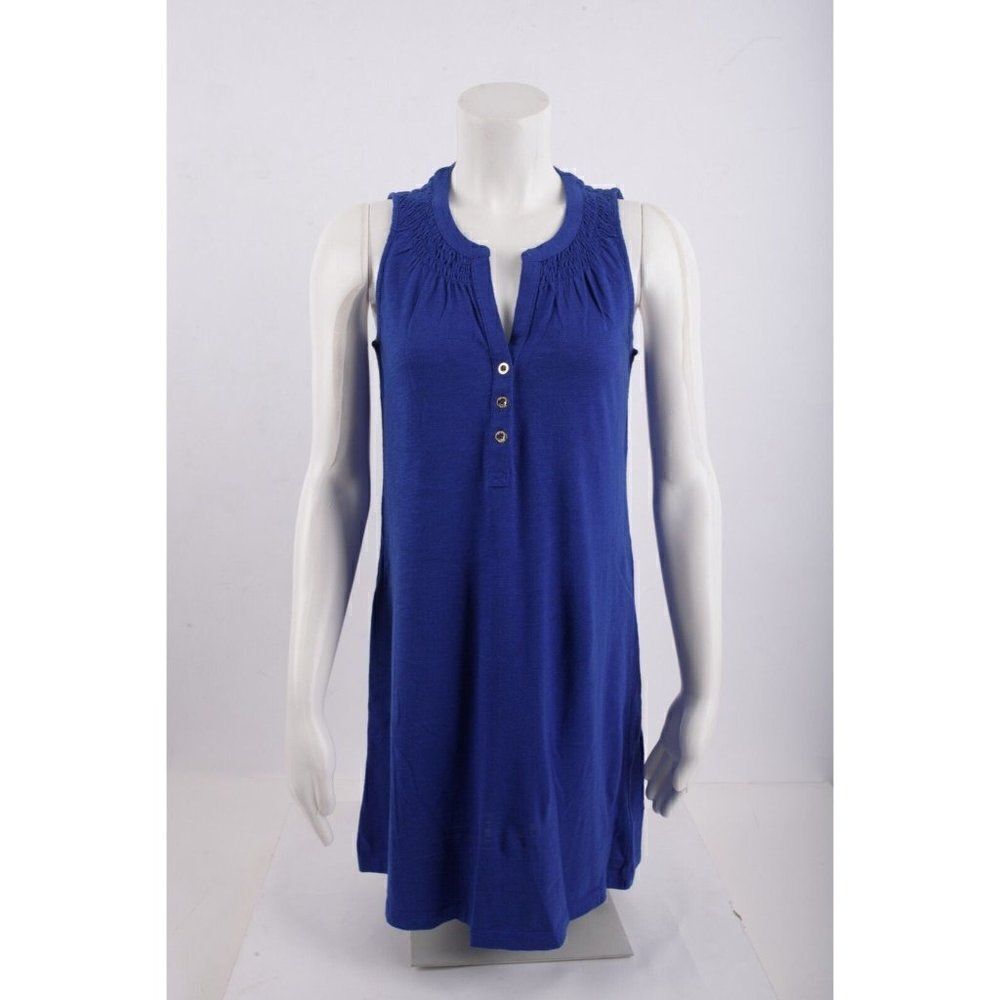 Lilly Pulitzer Womens Essie Dress Shift Xs Twilight Blue Sleeveless Cotton